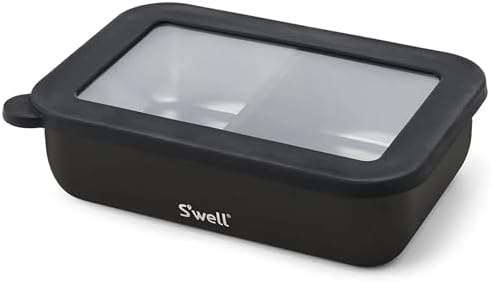 S'well Stainless Steel Bento Box, Onyx, Fits One Large Entree Or Small Entree And Snack, Includes Removable Divider, Leakproof, Easy to Clean, Dishwasher Safe
