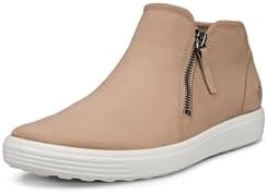 ECCO Women's Soft 7 Side Zip Bootie Sneaker, Nude Nubuck, 11-11.5