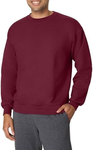 Hanes, Heavyweight Fleece Sweatshirt, Crewneck Pullover for Men, Maroon