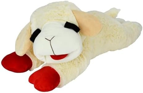 Multipet Lamb Chop Dog Plush Toy - Squeaky Toy for All Dogs - Extra Soft Plush - Stuffed Animal for Cuddling & Playing - Jumbo (24", Cream)