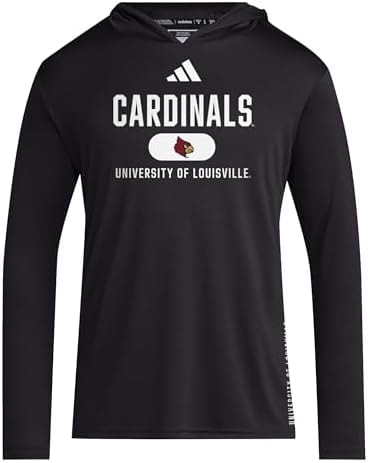 adidas Men's NCAA Designed for Training Team Lightweight Hoodie, Black/White/University of Louisville, Small