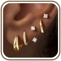 M MOOHAM Hypoallergenic Gold Stud Hoop Earring Set for Women Girls