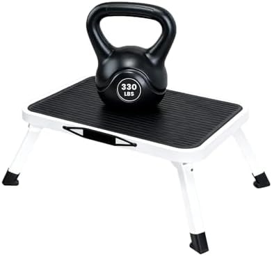 DUMOS Foldable Step Stool, 330lbs Capacity Sturdy Metal Stool