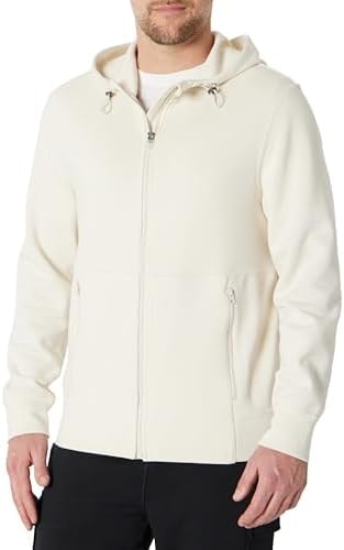 Amazon Essentials Men's Active Athletic Relaxed Fit Full-Zip Lounge Workout Gym Hoodie, Light Beige, X-Large