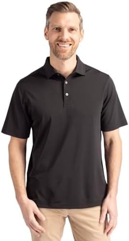 Cutter & Buck Mens Short Sleeve Virtue Eco Pique Recycled Polo Shirt, Black, 1X US