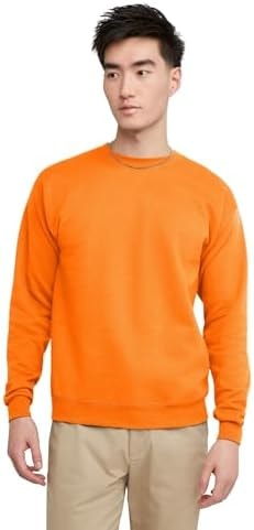 Hanes Men's EcoSmart Sweatshirt, safety orange, Small
