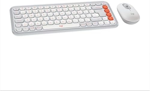 Logitech POP ICON Combo, Wireless Bluetooth Keyboard and Mouse, Comfortable Typing, programmable Keys and Buttons, Quiet clicks, Easy-Switch up to 3 Devices - Off-White