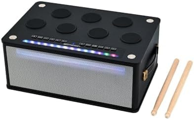 Emerson EDS-1000 Bluetooth Party Speaker with Digital Drum Pads, LED Lights, Dual Speakers, USB/AUX/Mic Inputs, & Rechargeable Battery