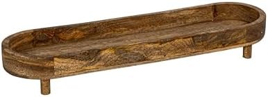 Creative Co-Op Mango Wood Footed Tray for Storage and Serving, Natural