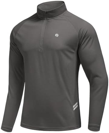 PINSPARK Men's 1/4 Zip Pullover Quarter Zip Athletic Golf Shirts Dark Gray