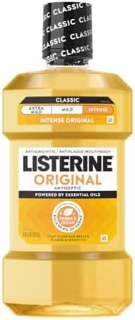 Listerine Original Intense Antiseptic Oral Care Mouthwash to Kill 99.9% of Germs that Cause Bad Breath, Plaque and Gingivitis, ADA-Accepted Mouthwash, Intense Original Flavored Oral Rinse, 1 L