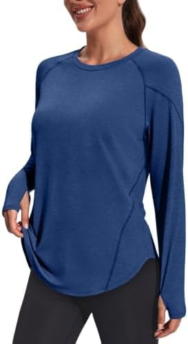 Niashot Long Sleeve Workout Tops Uv Protection Rash Guard Sun Shirts M