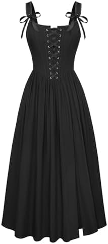 Corset Dress for Women Maxi Cocktail Renaissance Costume Black S