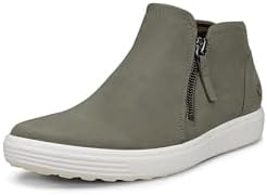 ECCO Women's Soft 7 Side Zip Bootie Sneaker, Smokey Olive Nubuck, 11-11.5