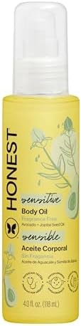 The Honest Company Fragrance-Free Moisturizing Body Oil, Nourish Soothe Baby's Skin, Plant-Based, Hypoallergenic Vegan, 4.0 fl oz