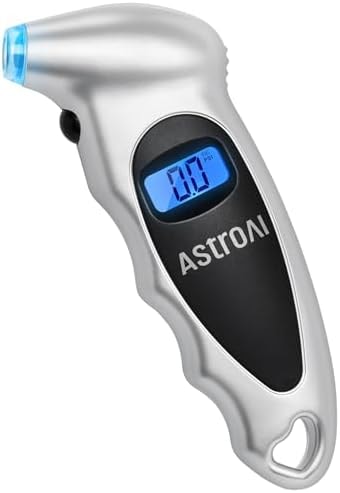 AstroAI Digital Tire Pressure Gauge 0-150PSI Calibrated to ANSI B40.7 +/-1PSI, Accurate in 0.1 Increments, 4 Pressure Measurements for Car Truck Bicycle with Backlight LCD, Silver
