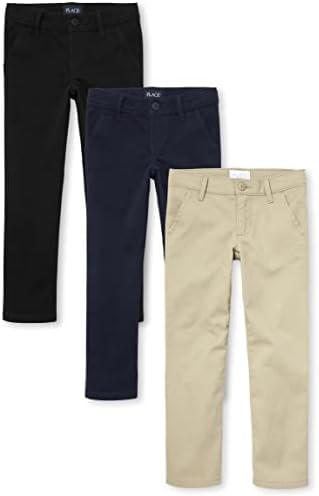The Children's Place Girls Skinny Chino Pants,Black/Sandy/Tidal 3 Pack,6X/7