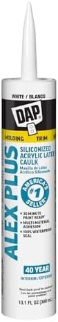 DAP Alex Plus Acrylic Latex Caulk, White, 10.1 Oz (7079818152)