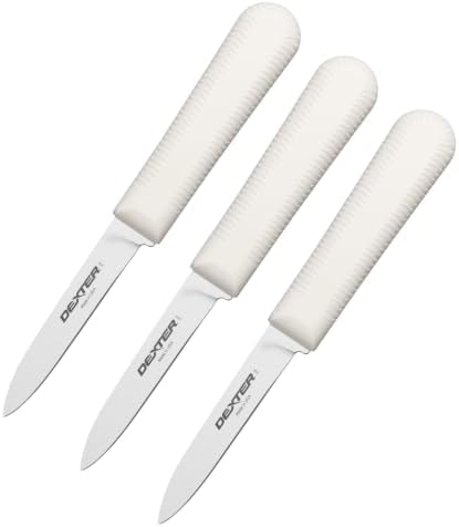 Dexter Sani-Safe 3-Pack of 3¼ Paring Knives, White Handle, DEXSTEEL Blades