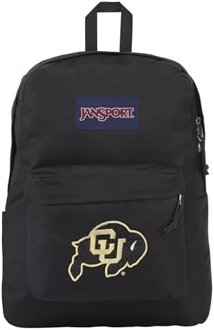 JanSport NCAA Officially Licensed Backpack, Colorado Buffaloes, Superbreak Plus with Padded 15'' Laptop Sleeve, Spacious Computer Bag for Men & Women, Durable Daypack with Bottle Pocket, Black