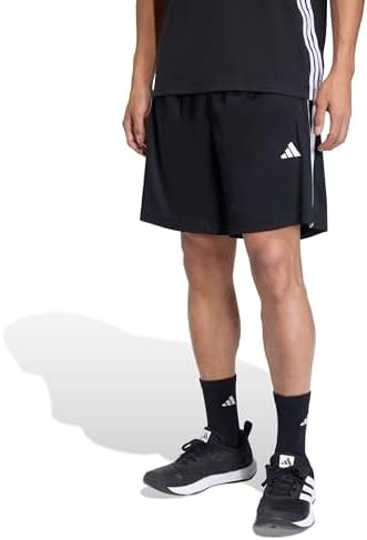 adidas Men's Workout Essentials Base 3-Stripes Pique Shorts, Black/White, X-Small