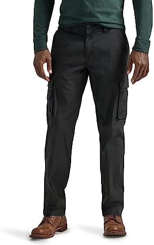 Lee Men's Wyoming Relaxed Fit Cargo Pant, Black Ripstop, 34W x 30L