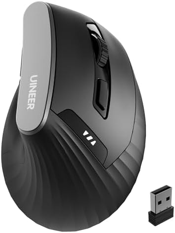 Uineer Ergonomic Vertical Mouse, 2.4G Wireless Mouse, Rechargeable, 4-DPI