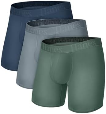 Hanes Men's Originals SuperSoft Boxer Briefs, Viscose from Bamboo Underwear for Men, 3-Pack