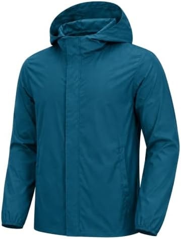 SWISSWELL Men's Rain Jacket Raincoat Waterproof Dark Blue L