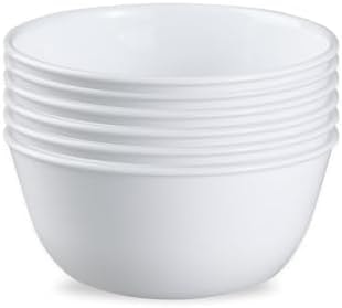 Corelle Vitrelle 28-oz Soup/Cereal Bowls Set of 6 Chip & Crack Resistant Dinnerware Bowls for Soup, Ramen, Cereal and More, Triple Layer Glass, Winter Frost White