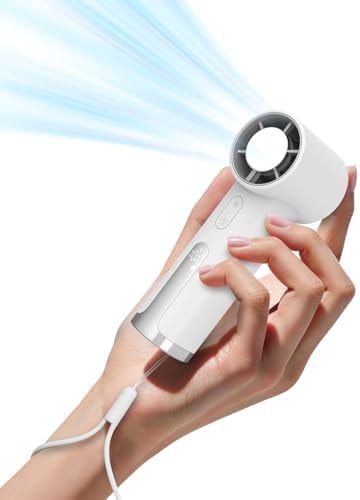 OidoZac Portable Handheld Fan, Turbo Power 18800 RPM Fast Charge Digital Display 100 Speeds Adjustable, Mini Pocket Design Birthday Gifts for Women Men Travel Cruise Camping Outdoor, White