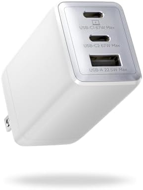 wegear 67W USB C Charger, 3-Port GaN Fast Charging Block with Foldable Plug