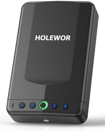 Car Gun Safe Small Portable Biometric Handgun Lock Box for Travel