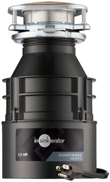 InSinkErator Badger 5 Garbage Disposal with Power Cord, Badger Series 1/2 HP Continuous Feed Food Waste Disposer
