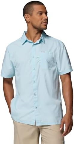 Columbia Men's Slack Tide Short Sleeve Camp Shirt, Marine Light, 6X