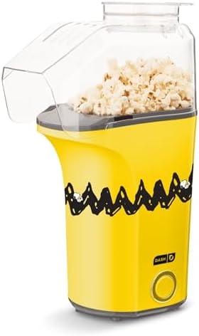 Peanuts DASH Fresh Pop Popcorn Maker - Oil-Free, Air Popcorn Popper - With Measuring Cup & Recipe Guide - Perfect for Movie Nights - 16 Cups