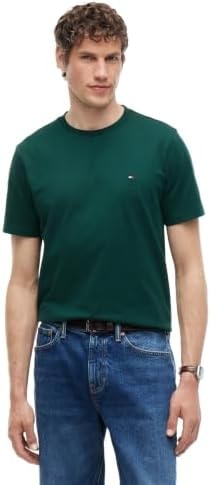 Tommy Hilfiger Men's Short Sleeve Cotton Crewneck T-Shirts in Regular Fit, Ornamental Green 4X-Large