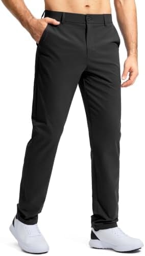 Pudolla Men's Golf Pants Mens Dress Pants Stretch Work Pants 32 Lightweight Quick Dry Slacks Casual Trousers with Pockets(Black 38Wx32L)