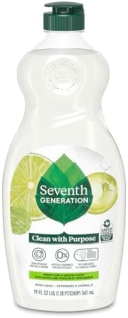 Seventh Generation Dish Soap Fresh Lime & Ginger Scent 1 count Dishwashing Soap Dish Detergent Liquid Soap 19 oz