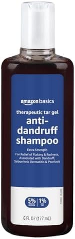 Amazon Basics Therapeutic Plus Coal Tar Anti-Dandruff Shampoo Extra Strength 1%, for Seborrheic Dermatitis, Psoriasis, Itching and Flaking Scalp, 6 Fl Oz, Pack of 1