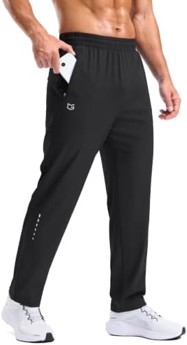 G Gradual Men's Lightweight Athletic Pants with Pockets(Black,L)