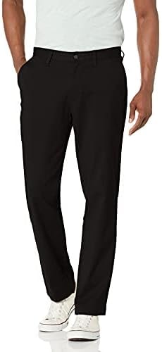Nautica Mens Classic Fit Flat Front Stretch Solid Chino Deck Business Casual Pants, True Black, 34W x 30L US