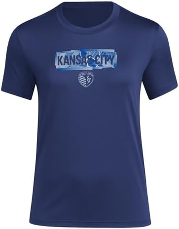 adidas Women's Sporting Kansas City Local Pop Short Sleeve Pre-game T-shirt, Team Navy Blue, Medium