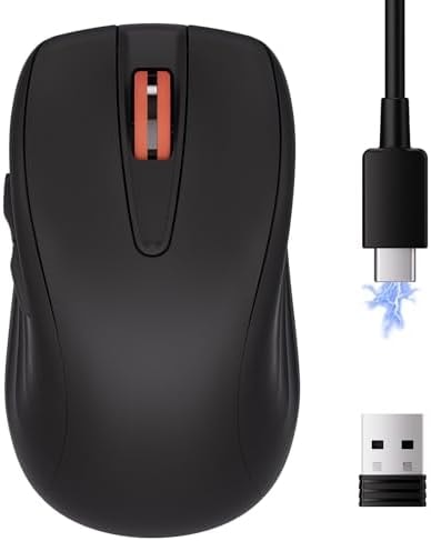 wegear Rechargeable Silent Wireless Mouse, 2.4G USB Computer Mice-Black