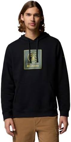 Columbia Men's Trek Graphic Hoodie, Black/Linework C Badge, Small
