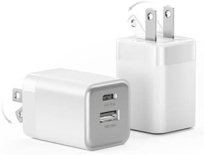 wegear 30W Fast Charger, Dual Port USB C Wall Charger with Foldable Plug