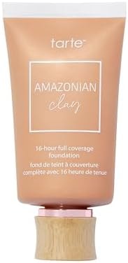 tarte Amazonian clay 16-hour Full Size coverage foundation – Matte Finish Foundation, Vitamin E for Hydration & Smooth Looking Skin, Vegan & Cruelty-Free, full size, medium beige