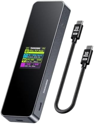 DOCKCASE Smart M.2 NVMe SSD Enclosure, 10s Power Loss Protection (PLP), 10Gbps USB 3.2 Gen 2 Type-C External Hard Drive Case, Fits 2230/2242/2260/2280 NVMe M/B+M Key