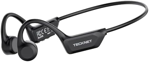 TECKNET Bone Conduction Headphones, Bluetooth V6.0 Open Ear Headphones, Wireless Headphones 10H Playtime & IPX5 Waterproof, Comfortable Fit Built-in Mic, Sport Headphone for Running & Workout -Black