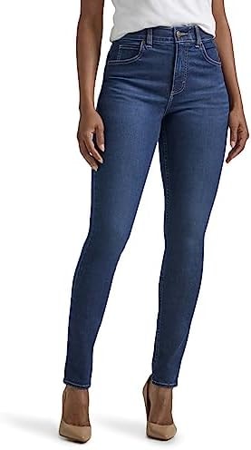 Lee Women's Ultra Lux Comfort with Flex Motion Skinny Leg Jean with Ever Fit Deepest Dark 14 Short